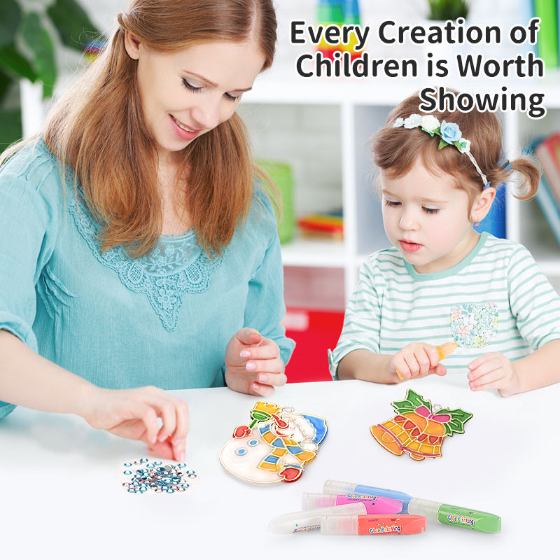 Christmas 3D Glue Art DIY Craft Set Non-toxic Paint Ornament Making Kit Creative Handmade Toy For Girls Christmas Holiday Gift