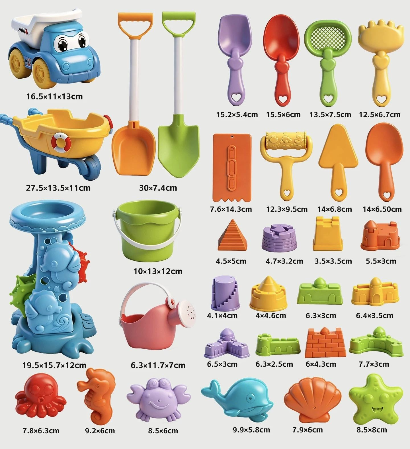 ENJOYSTAR Durable Plastic Beach Toys Children Sand Shovel Bucket Mold Combo Summer Outdoor Play Beach Toys for Wholesale