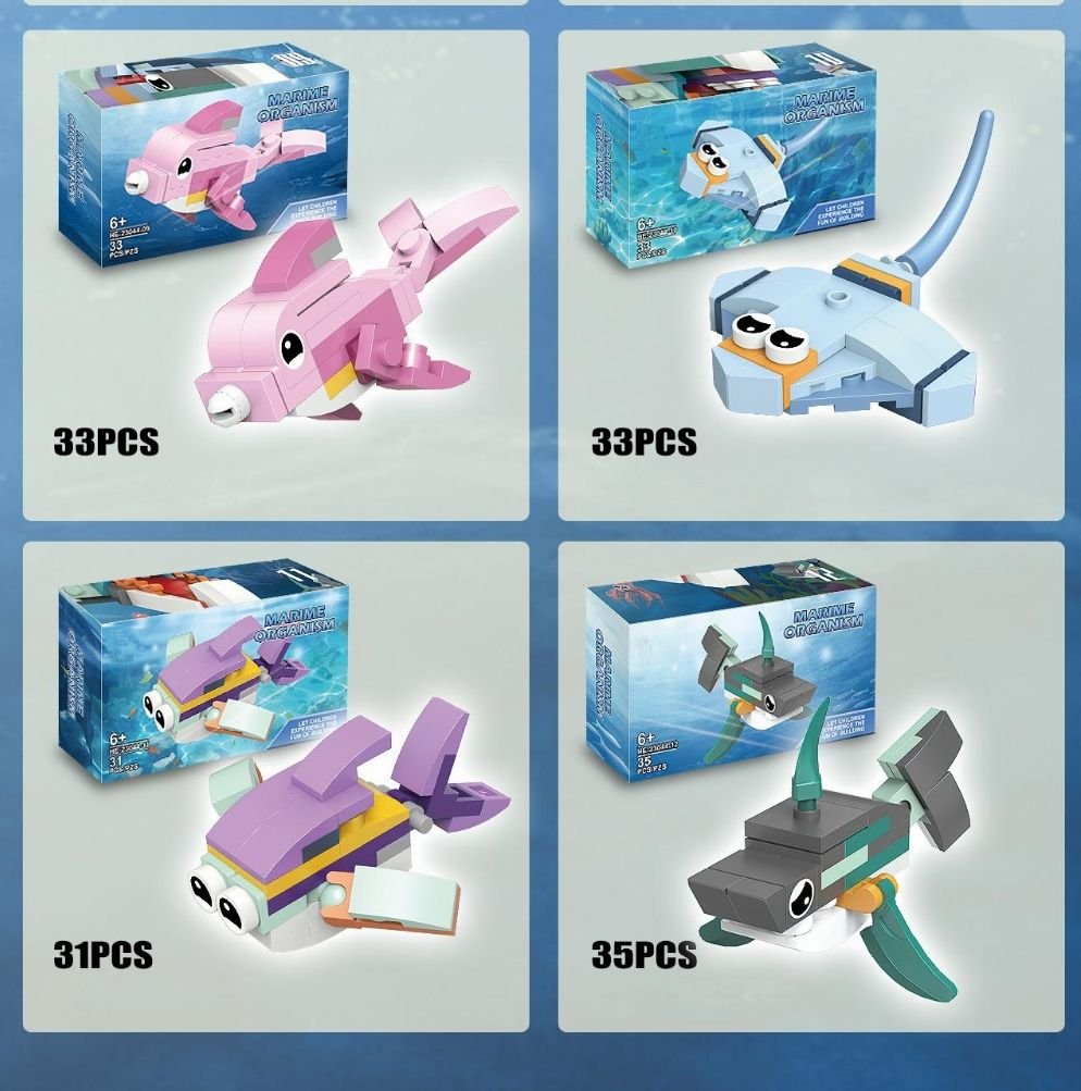 12-in-1 Ocean Animal Building Blocks Set