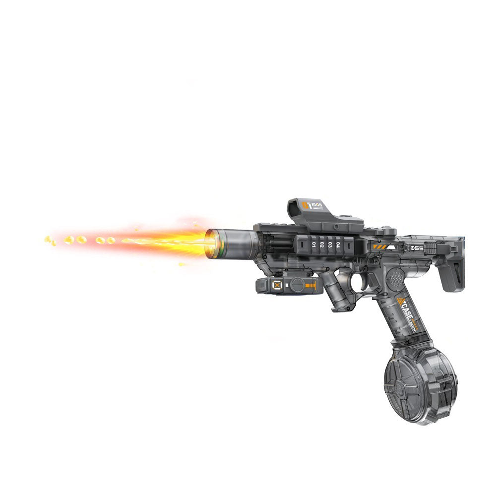 Red Tiger Transparent Electric Water Gun With Simulated Fire Light Auto Continuous Shooting Large Drum Magazine Rechargeable Water Blaster Summer Outdoor Pool Shooting Toy For Kids
