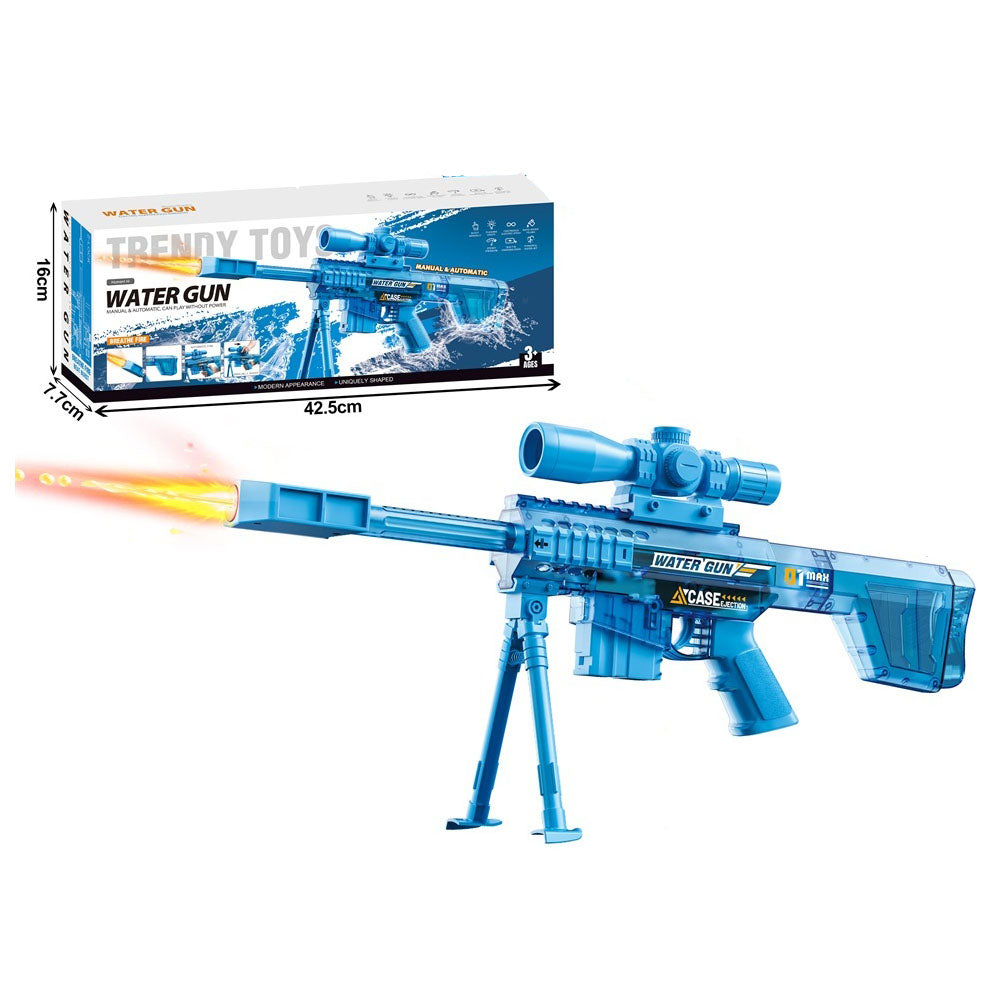 Barrett Transparent Electric Water Gun With Simulated Fire Light Auto Continuous Shooting Large Drum Magazine Rechargeable Water Blaster Summer Outdoor Pool Shooting Toy For Kids
