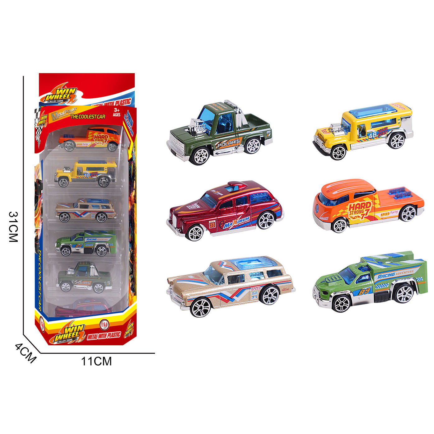 1:64 Alloy Die Cast Mini Racing Car Set 6PCS Classic Vintage Pull Back Metal Toy Cars Kids Gift Diecast Vehicle Collection Toy