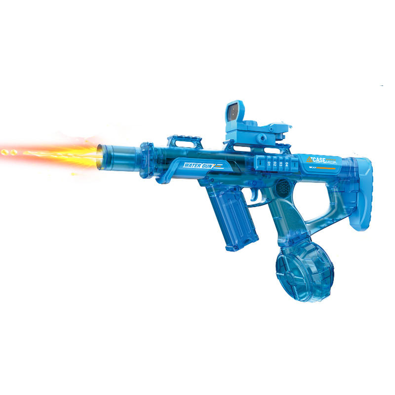 Red Eagle Transparent Electric Water Gun With Simulated Fire Light Auto Continuous Shooting Large Drum Magazine Rechargeable Water Blaster Summer Outdoor Pool Shooting Toy For Kids