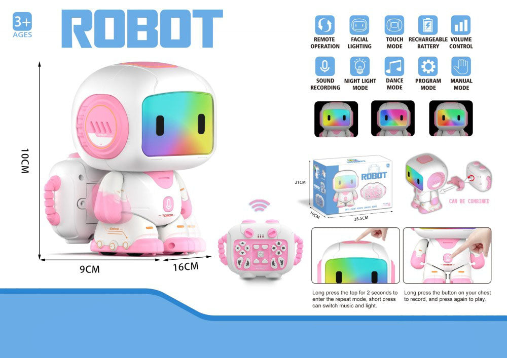 Smart Remote Control Robot Toy Programmable Kids Robot with Touch Sensor Colorful Light & Dance Mode