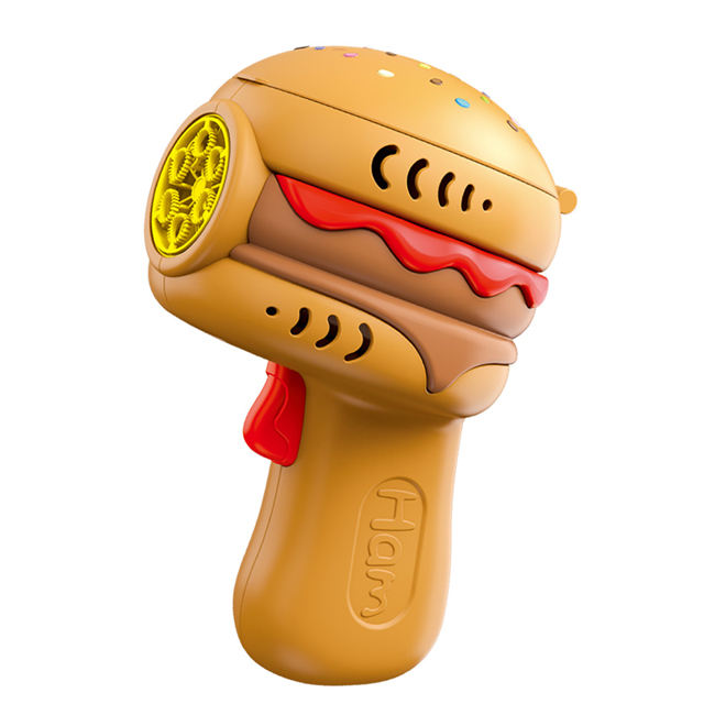 Cute Hamburger Bubble Gun Automatic Light Up Musical Kids Bubble Blaster Toy