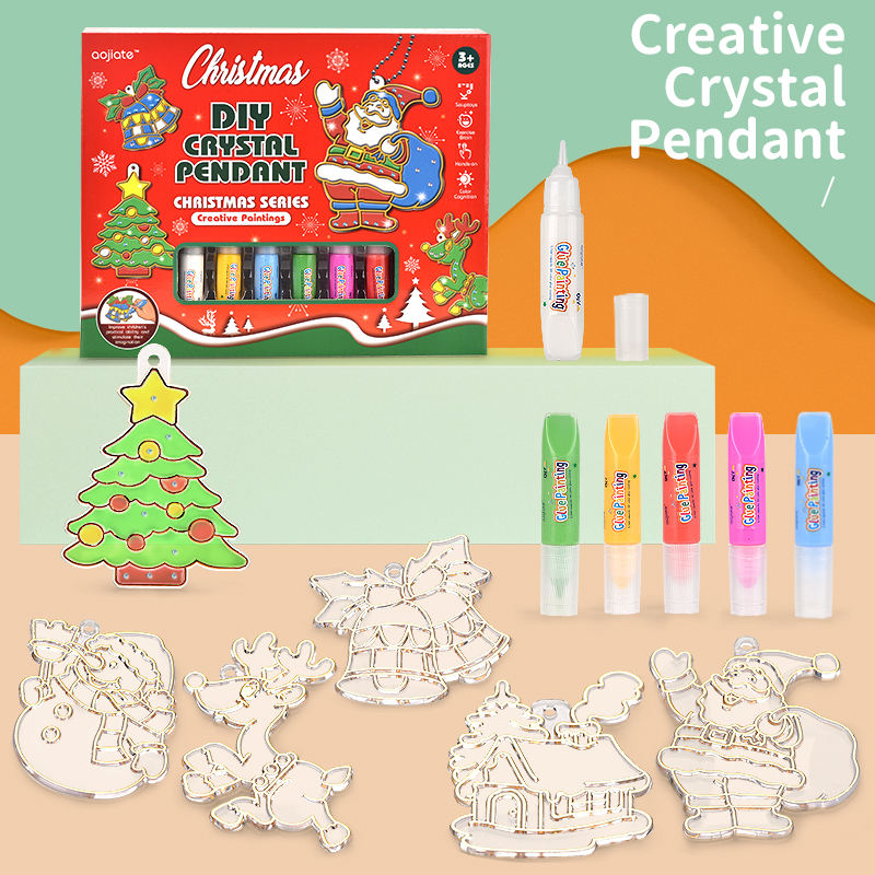 Christmas 3D Glue Art DIY Craft Set Non-toxic Paint Ornament Making Kit Creative Handmade Toy For Girls Christmas Holiday Gift
