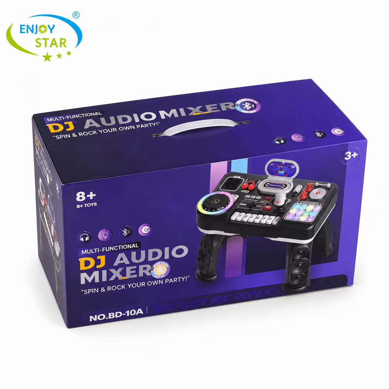 Kids DJ Mixer Toy Table with Microphone Bluetooth Multi‑Sound Effect Pretend Party Musical Play Set for Boys Girls 3+