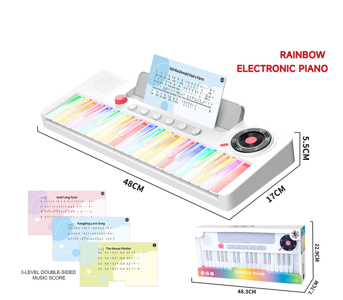 37-key Rainbow Electronic Piano 7-color LED Lights Early Educational Toy Beginner Musical Instrument Birthday Gift