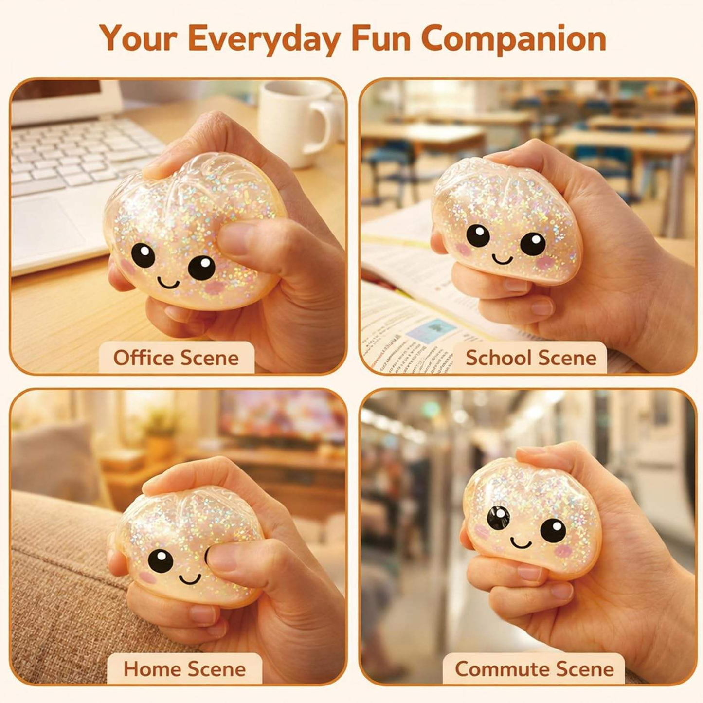 ENJOYSTAR Glitter Dumpling Squishy Slow Rising Squeeze Toy With Mini Steamer Box Cute Food Shape Fidget Stress Relief Toy Kids Birthday Gift Blind Box Sensory Squeeze Toy