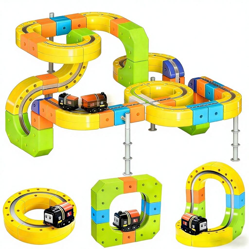 Hot Kids DIY Assembly Magic Track Toy Flexible Electric Train Track Set Educational Building Block Toy for Boys Girls