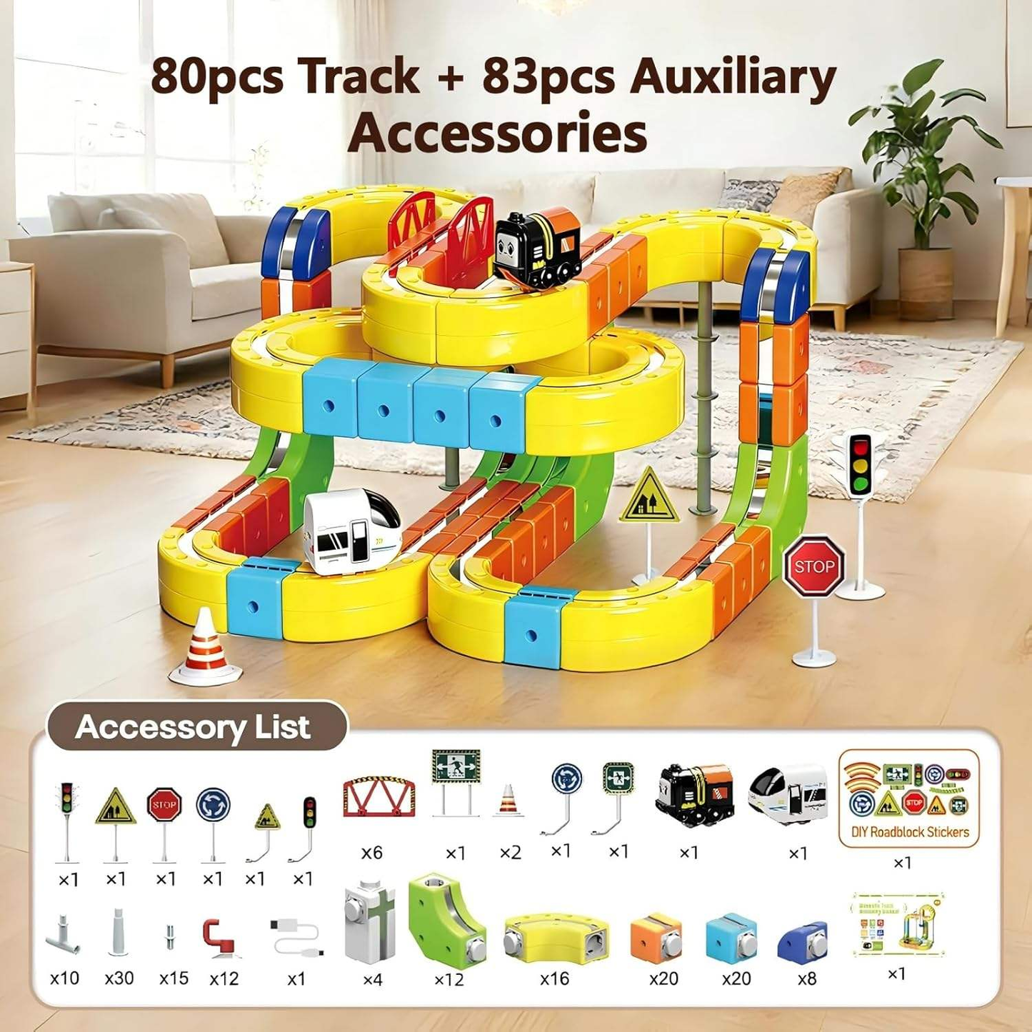 Hot Kids DIY Assembly Magic Track Toy Flexible Electric Train Track Set Educational Building Block Toy for Boys Girls