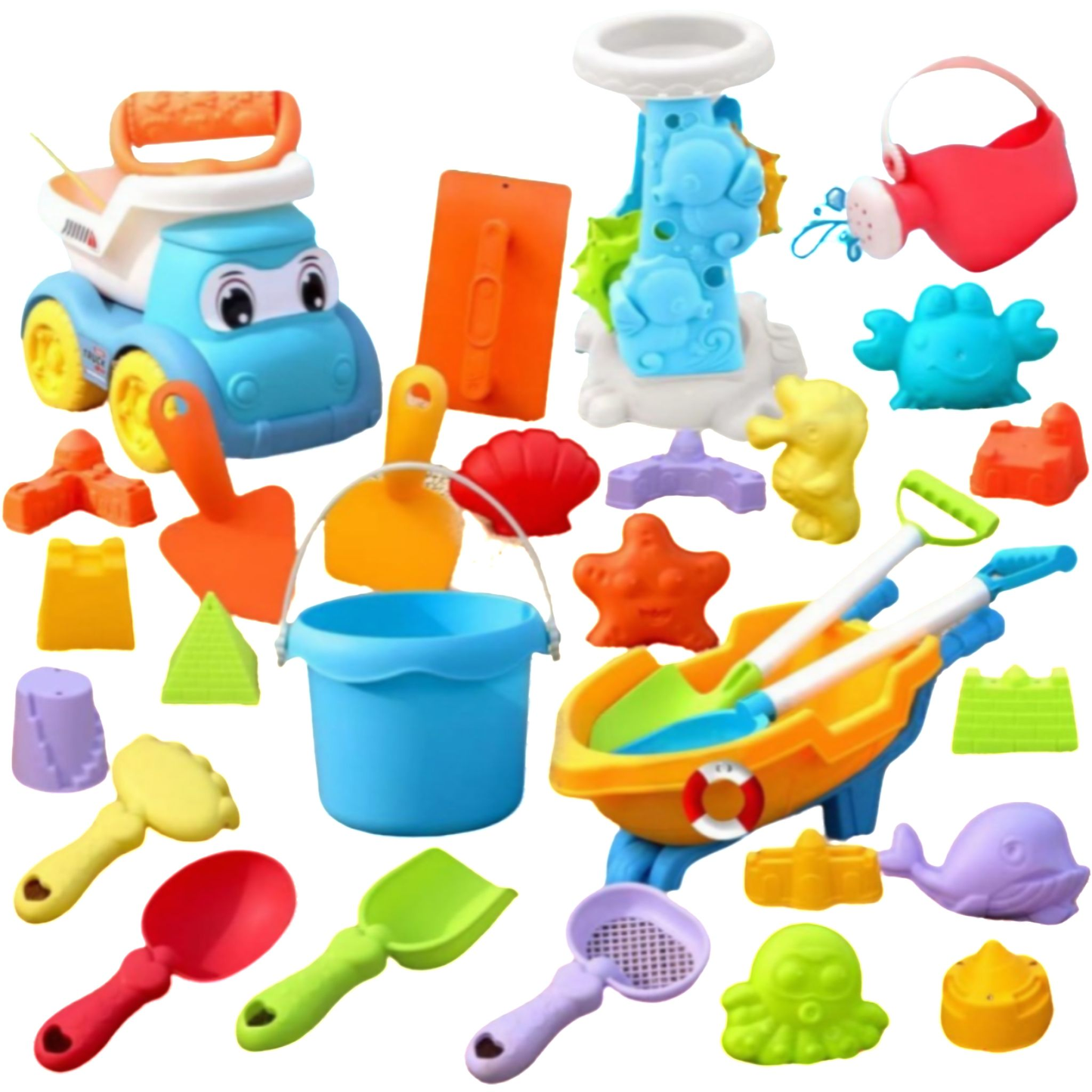 ENJOYSTAR Durable Plastic Beach Toys Children Sand Shovel Bucket Mold Combo Summer Outdoor Play Beach Toys for Wholesale