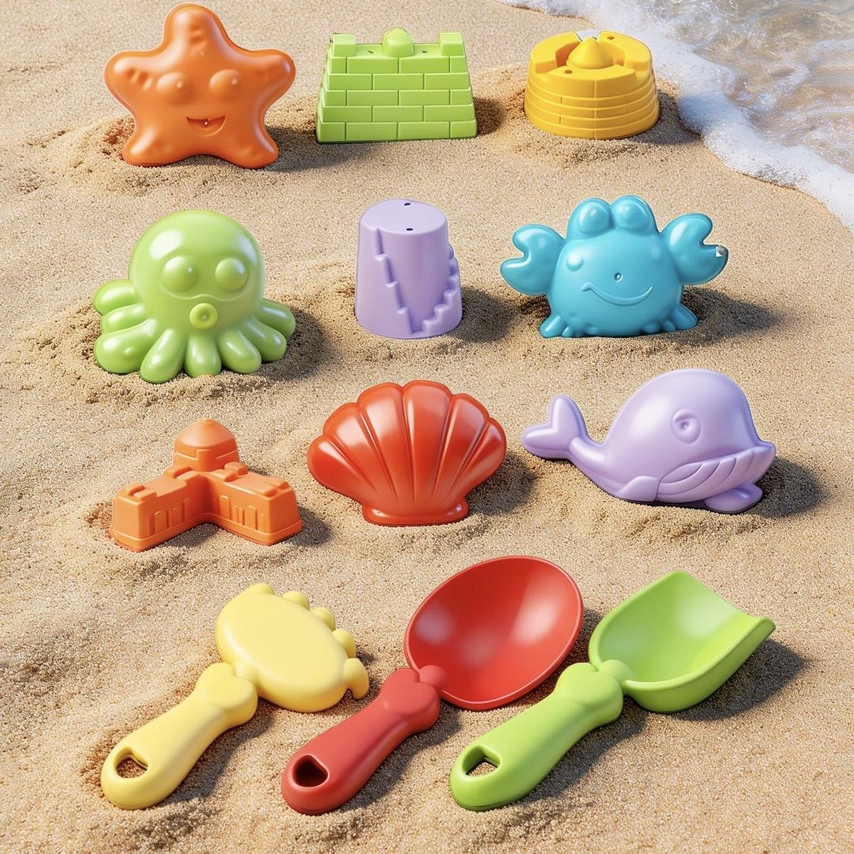 ENJOYSTAR Durable Plastic Beach Toys Children Sand Shovel Bucket Mold Combo Summer Outdoor Play Beach Toys for Wholesale