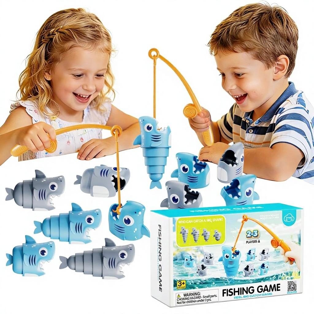 ENJOYSTAR Shark Themed Magnetic Fishing Toy Preschool Math Learning Game Multi-player Interactive Educational Toy for Wholesale & Gifts