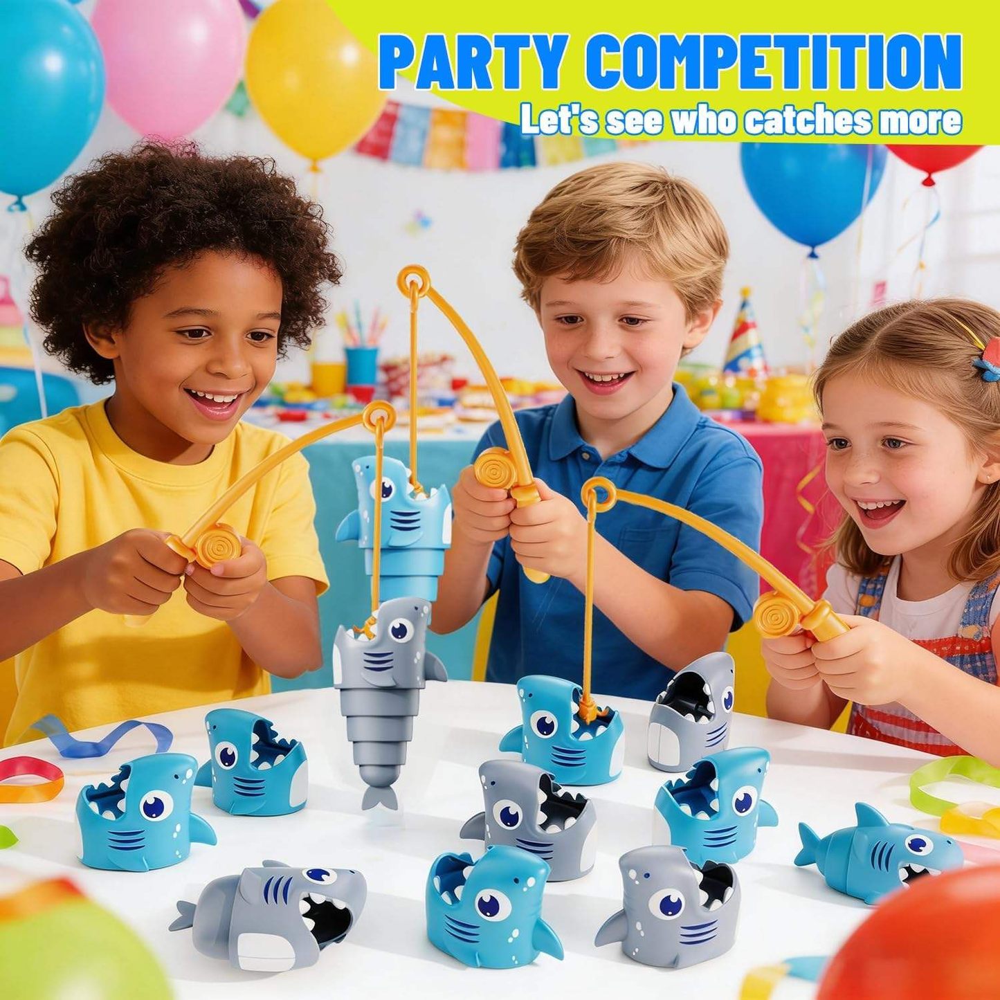ENJOYSTAR Shark Themed Magnetic Fishing Toy Preschool Math Learning Game Multi-player Interactive Educational Toy for Wholesale & Gifts