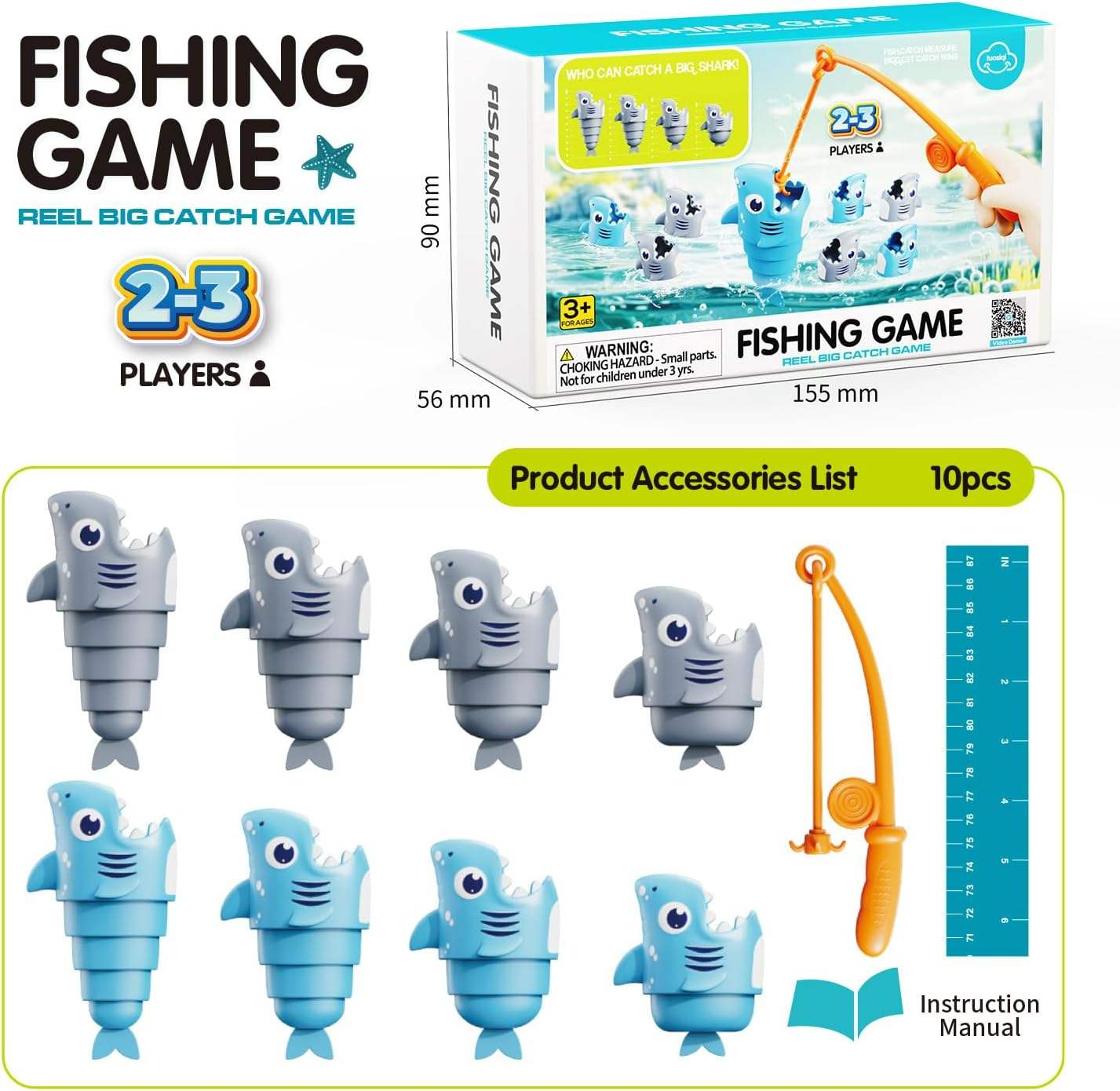 ENJOYSTAR Shark Themed Magnetic Fishing Toy Preschool Math Learning Game Multi-player Interactive Educational Toy for Wholesale & Gifts
