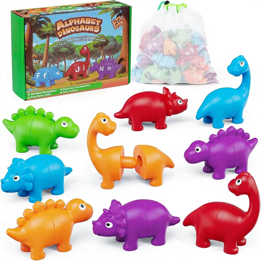 Snap-together Dinosaur Alphabet Matching Toy Color Sorting Montessori Game ABC Learning Fine Motor Toy for Toddlers & Holiday Gifts Wholesale