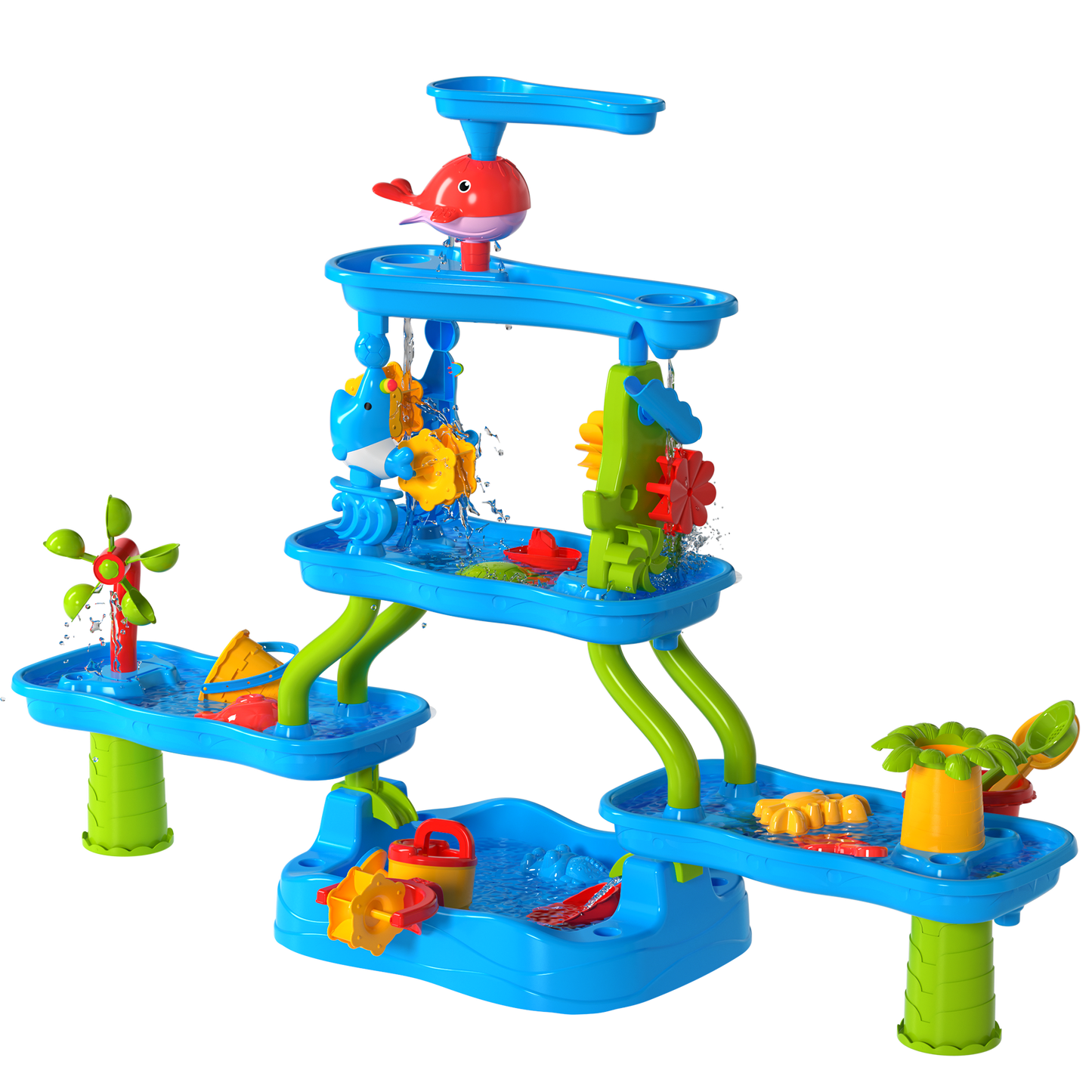 115cm Extra Large Plastic Sand Water Play Table, Children Activity Game Table for Backyard, Garden, Kindergarten
