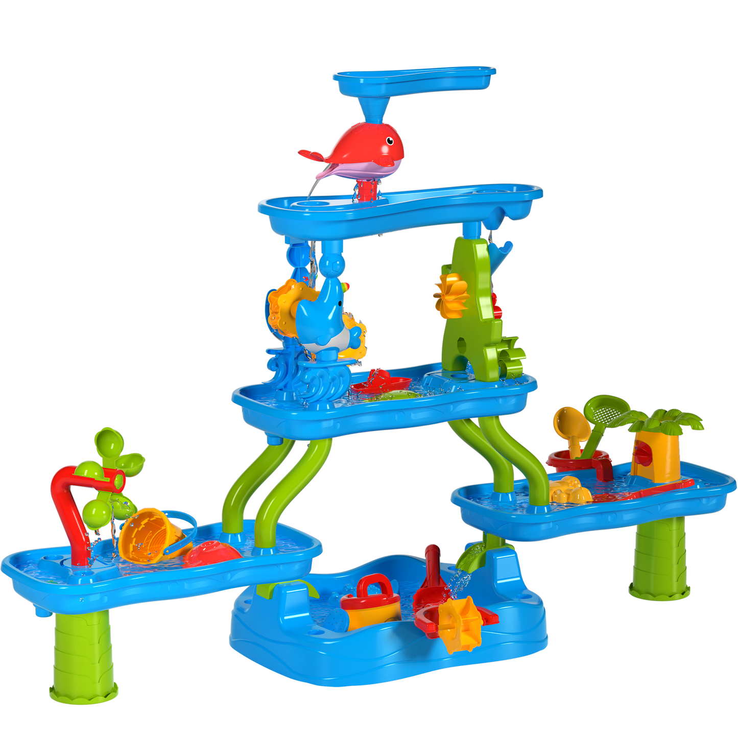 115cm Extra Large Plastic Sand Water Play Table, Children Activity Game Table for Backyard, Garden, Kindergarten
