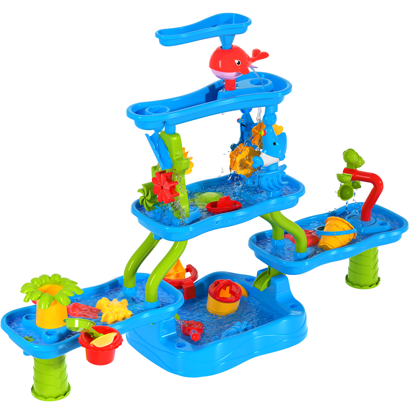 115cm Extra Large Plastic Sand Water Play Table, Children Activity Game Table for Backyard, Garden, Kindergarten