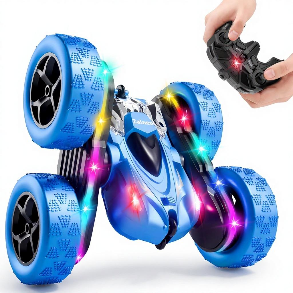 4WD 360 Flip RC Stunt Car Double-sided Driving Bright Headlight & 2.4G Stable Control Perfect Kids Racing Toy Gift