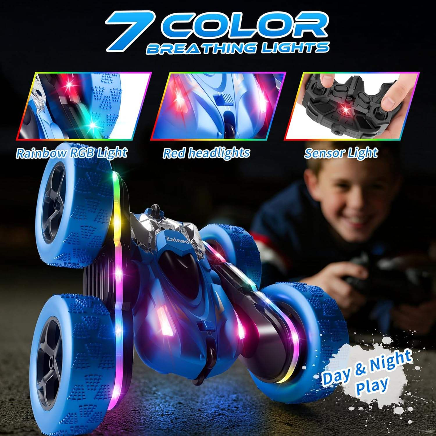 4WD 360 Flip RC Stunt Car Double-sided Driving Bright Headlight & 2.4G Stable Control Perfect Kids Racing Toy Gift