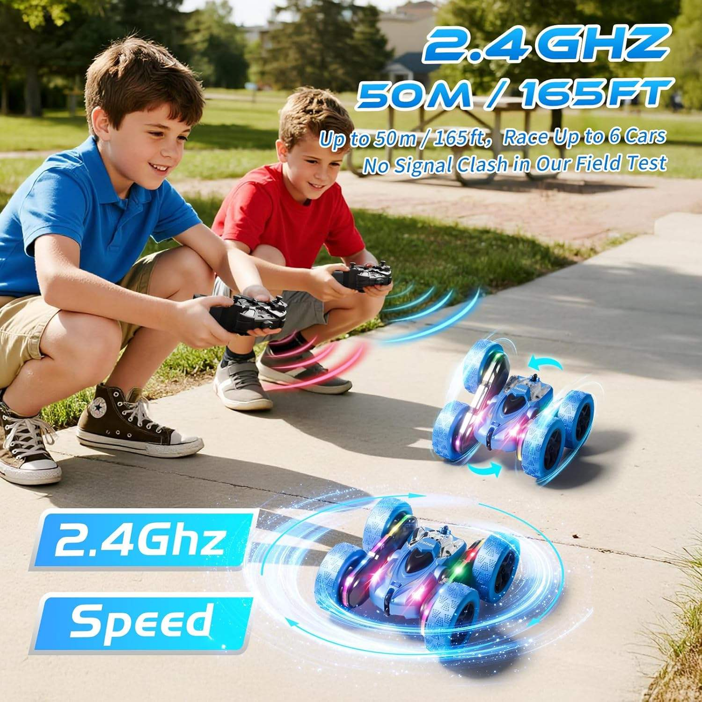 4WD 360 Flip RC Stunt Car Double-sided Driving Bright Headlight & 2.4G Stable Control Perfect Kids Racing Toy Gift