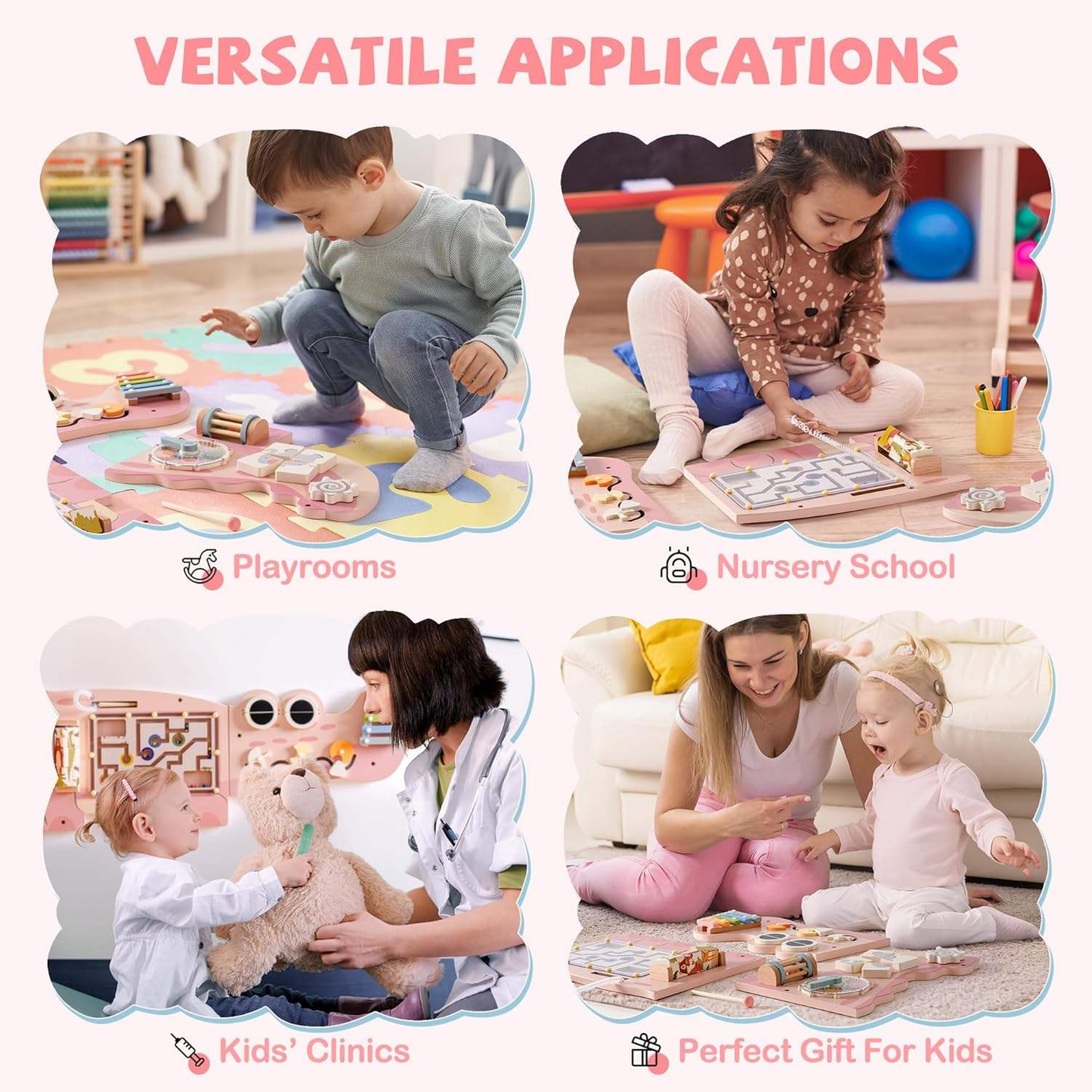 8-in-1 Crocodile Wall Busy Board Montessori Wooden Activity Panel Fine Motor Skills Toy for Toddlers & Kids
