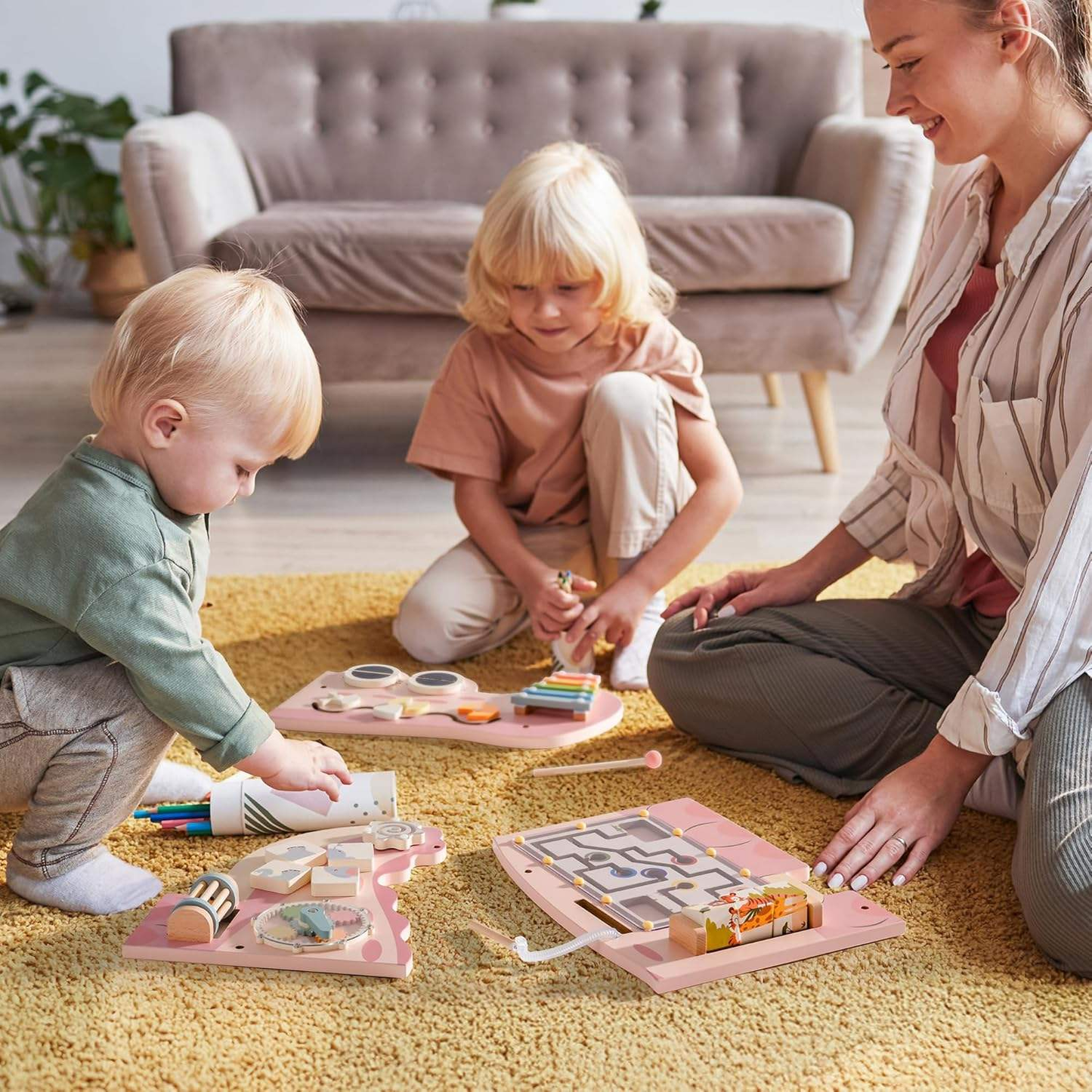 8-in-1 Crocodile Wall Busy Board Montessori Wooden Activity Panel Fine Motor Skills Toy for Toddlers & Kids