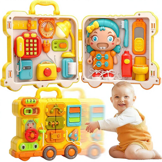 Portable Plastic Montessori Busy Board Kids Life Skill Early Learning Activity Board