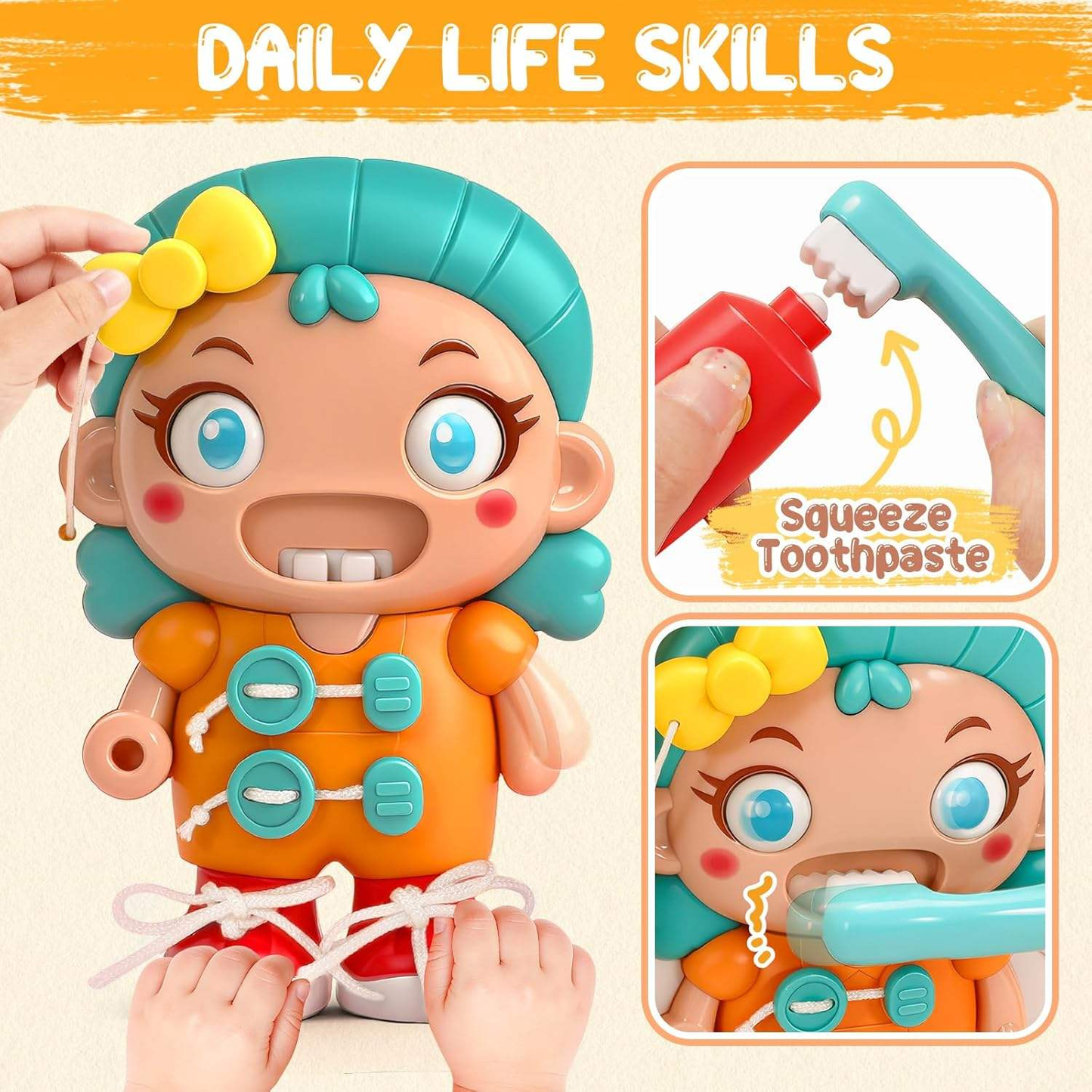 Portable Plastic Montessori Busy Board Kids Life Skill Early Learning Activity Board
