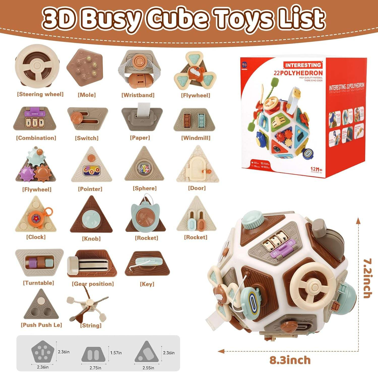 22-in-1 Plastic Montessori Busy Ball Toddler Sensory Activity Cube Toy