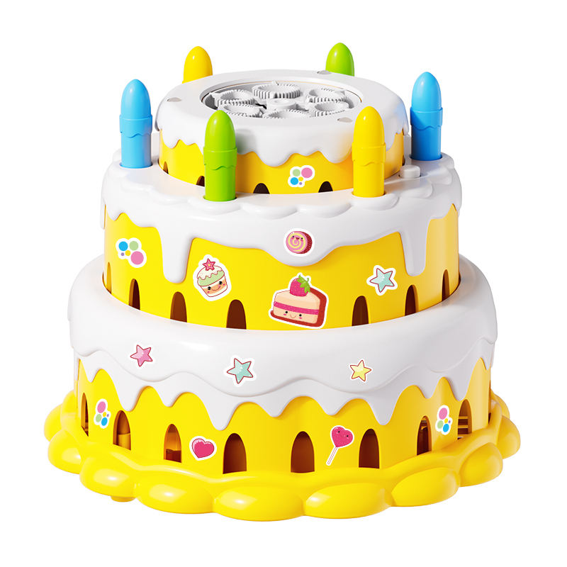 Double Layer Cake Bubble Maker Acousto-Optic LED Light Kids Party Decor Toy
