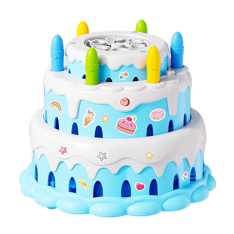 Double Layer Cake Bubble Maker Acousto-Optic LED Light Kids Party Decor Toy