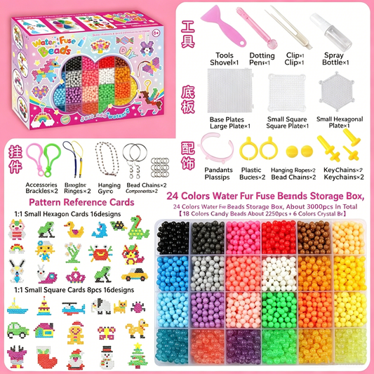 EnjoyStar Children's DIY Toy Water Mist Magic Bead Set Plastic Water-soluble Beads Percussion 3D Puzzle Keychain Pendant Ring