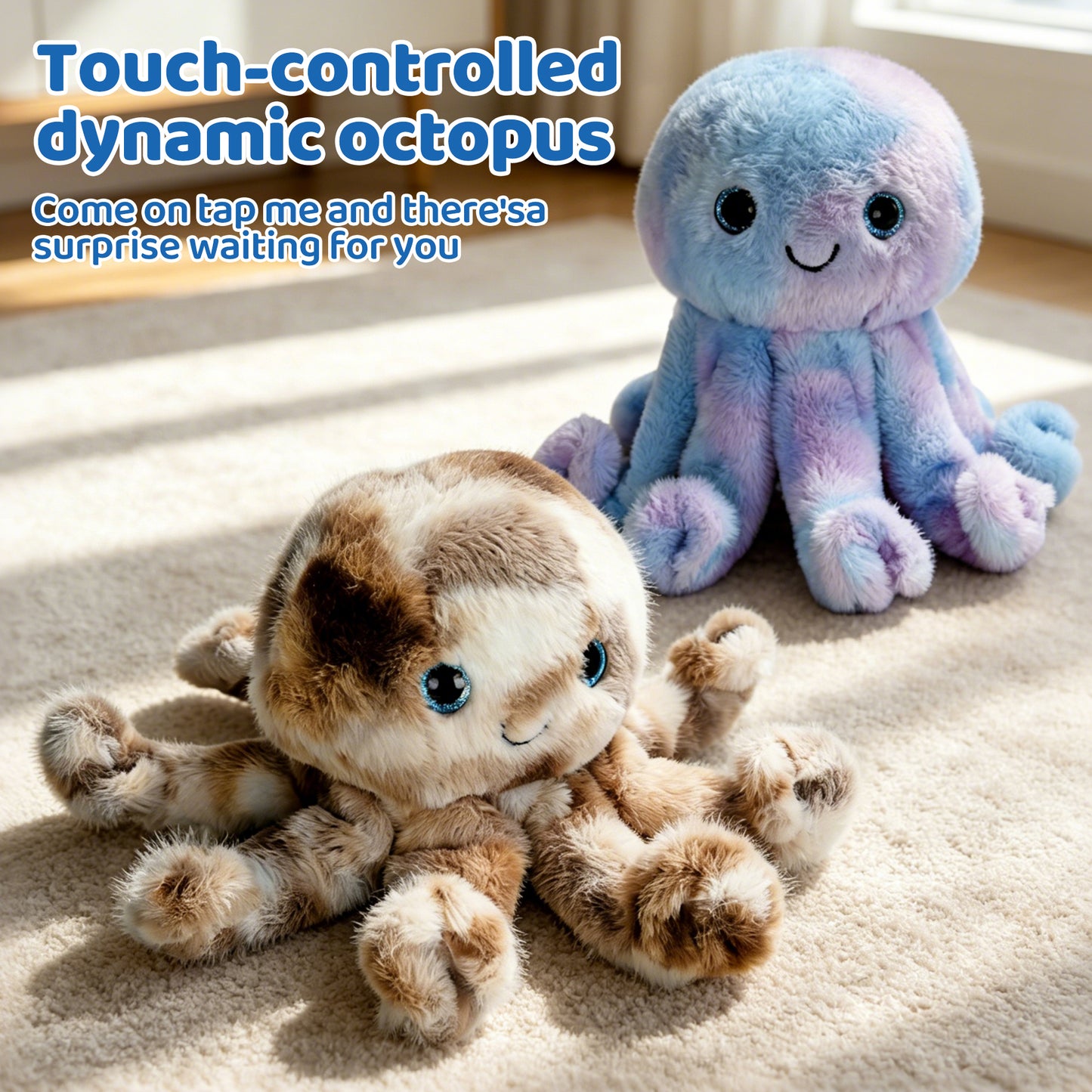 Electric Rotatable Plush Octopus Toy Voice Recording & Singing Stuffed Doll for Kids