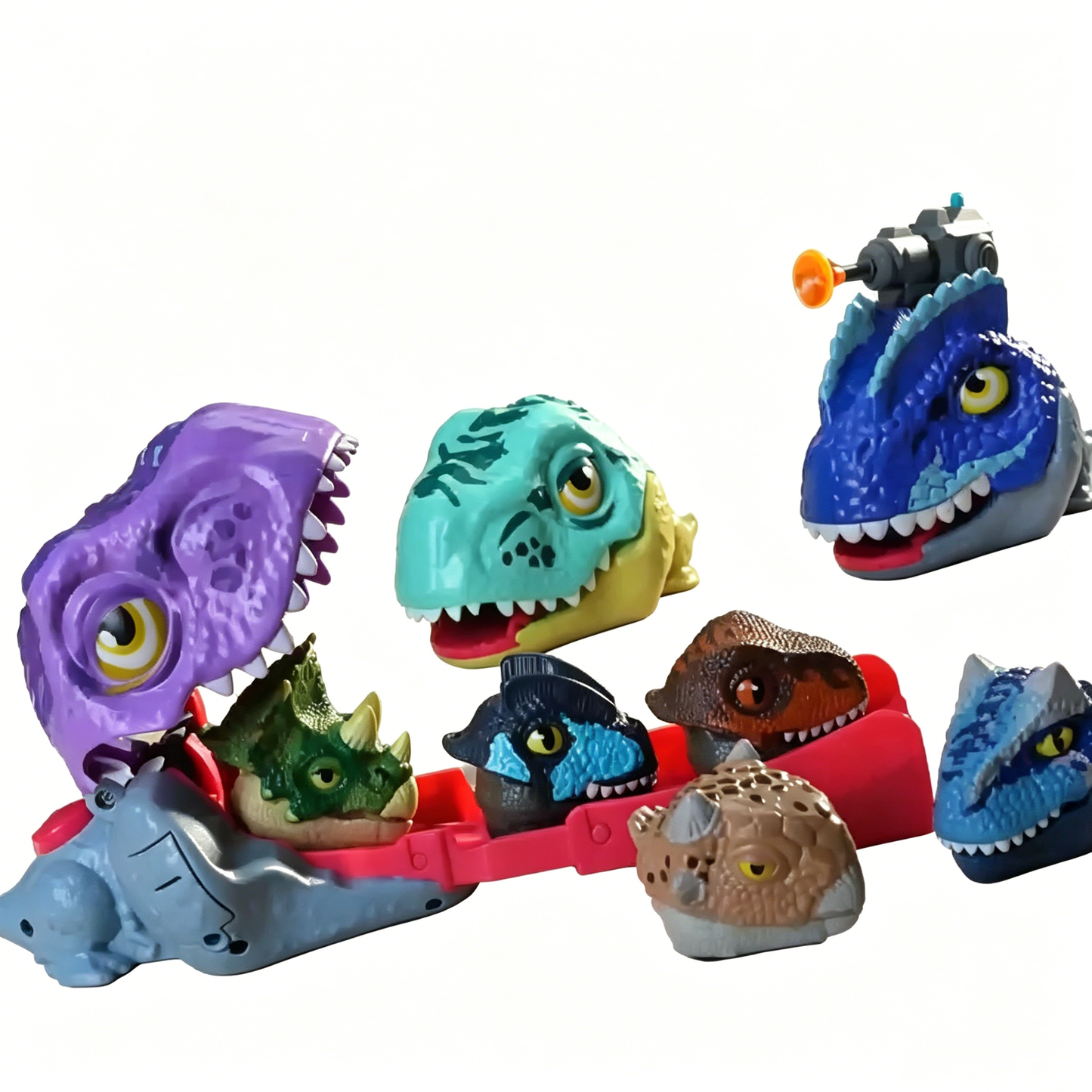 3-in-1 Dinosaur Track Toy Gliding Track & Catapult Launch & Storage Design DIY Assembly Racing Game Creative Educational Toy for Children Party Favor