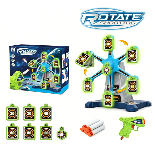 Electric Rotating Ferris Wheel Shooting Target Toy Kit With Soft Bullet Toy Gun Scoring Number Target Indoor Outdoor Competitive Shooting Game Gift For Boys Children