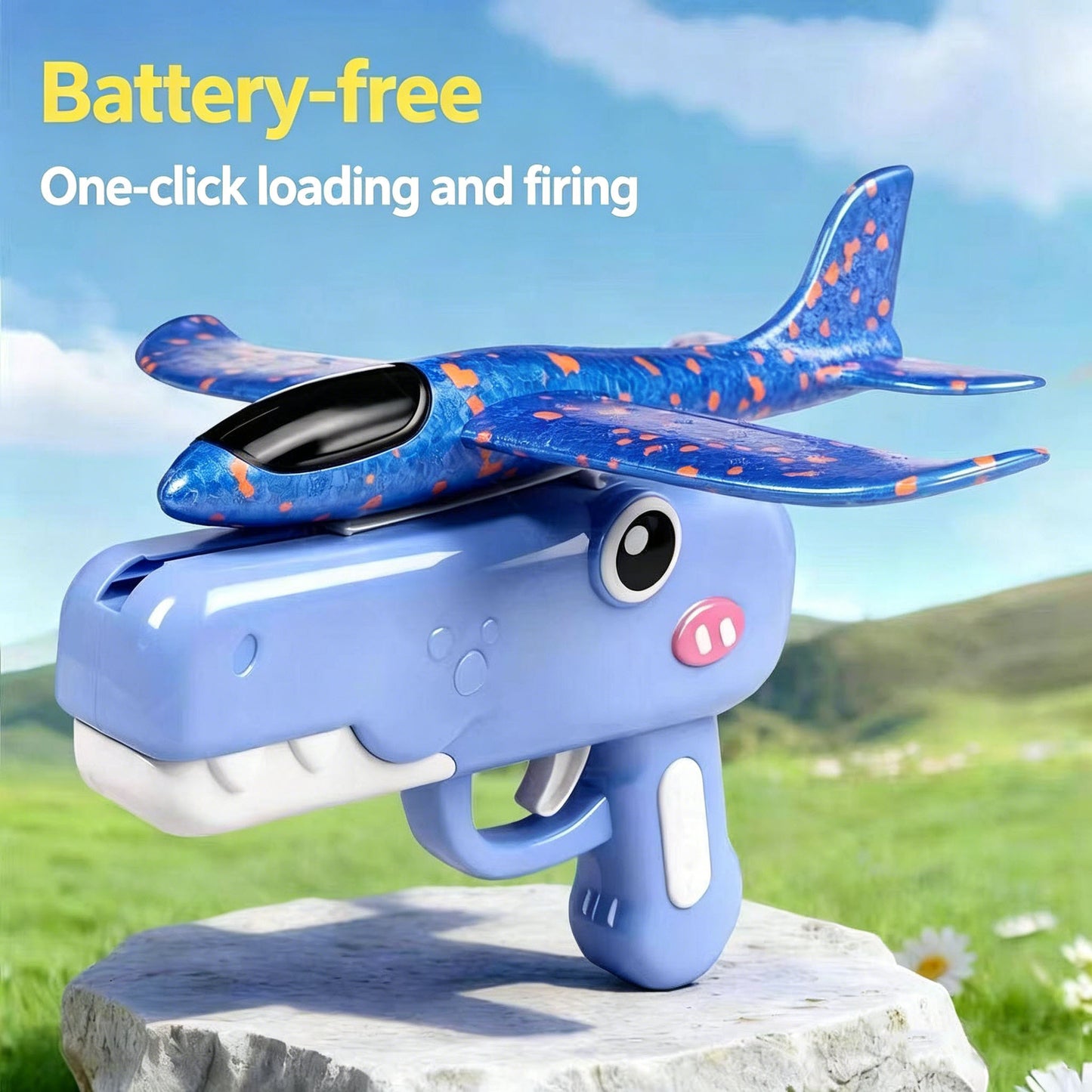 EnjoyStar Children's Catapult Foam Plastic Airplane Handheld Launcher Outdoor Parent-child Sports Flying Glider Toy for Boys