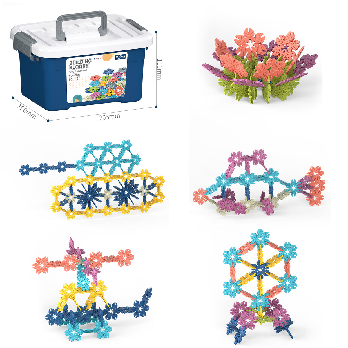 Fun leaf‑shape snowflake building blocks for kids. - product photo 1