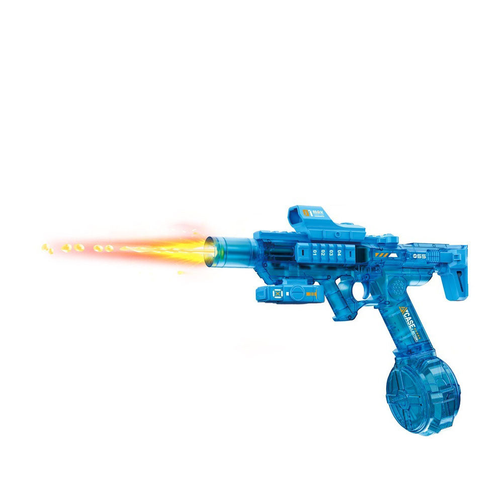 Red Tiger Transparent Electric Water Gun With Simulated Fire Light Auto Continuous Shooting Large Drum Magazine Rechargeable Water Blaster Summer Outdoor Pool Shooting Toy For Kids