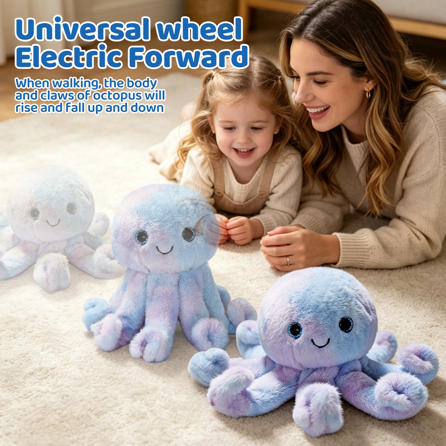 Electric Rotatable Plush Octopus Toy Voice Recording & Singing Stuffed Doll for Kids