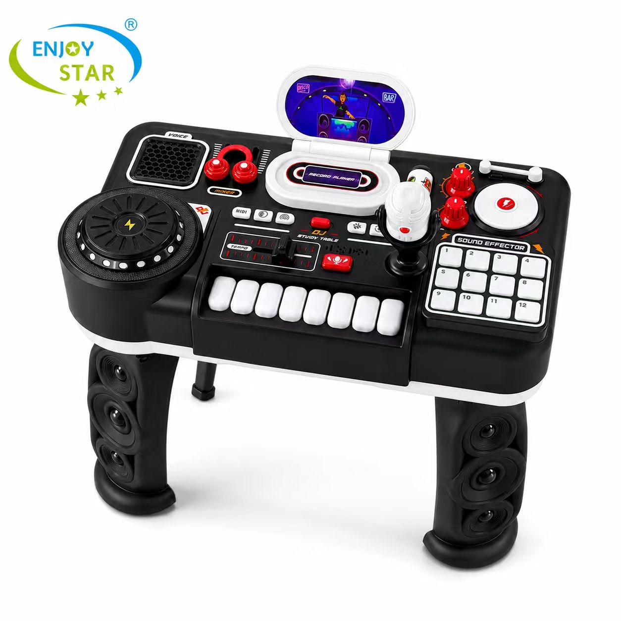 Kids DJ Mixer Toy Table with Microphone Bluetooth Multi‑Sound Effect Pretend Party Musical Play Set for Boys Girls 3+
