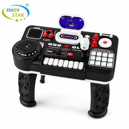 Kids DJ Mixer Toy Table - Bluetooth Music Pretend Play Set function demonstration image from Enjoy Star Toys