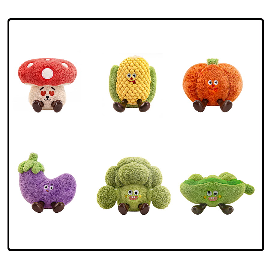 Vegetable Series Pea Eggplant Corn Mushroom Broccoli Pendant Pretend Play Food Plush Toy Doll Premium Keychain Gift for Girls