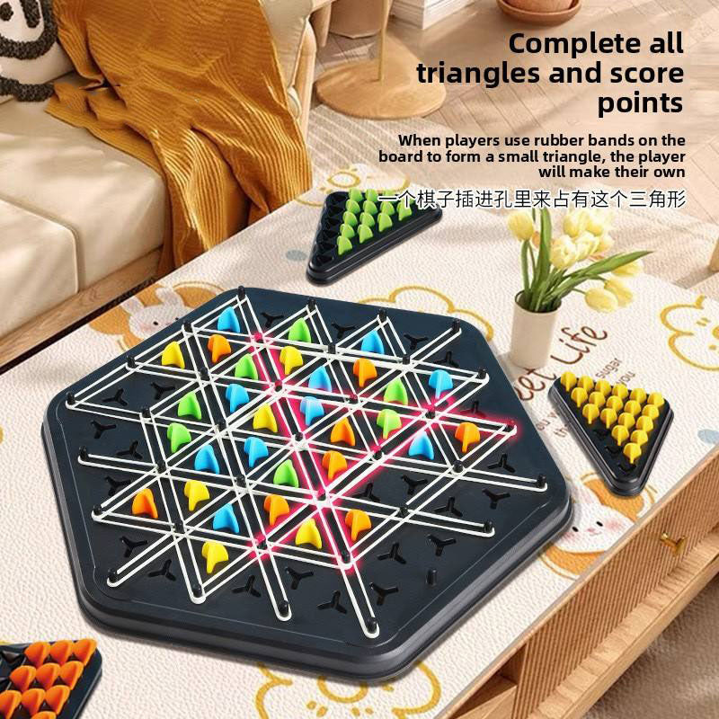 Chain Triangle Chess Strategy Board Game 2-4 Players Geometric Chain Puzzle Game Educational STEM Toy for Kids Adults Family Night