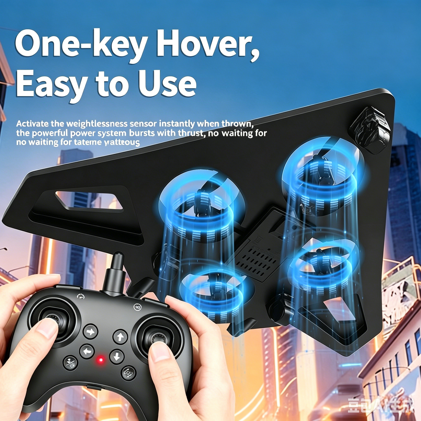 6th Gen RC Foam Fighter Jet Drone One Key Hover LED Light Remote Control Plane