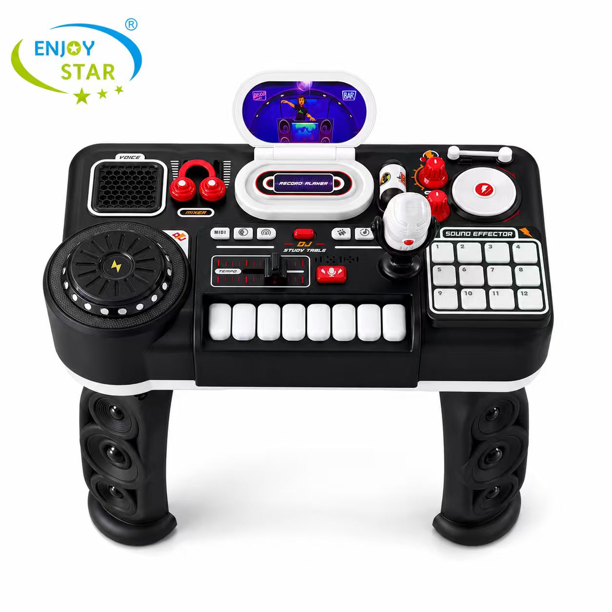 Kids DJ Mixer Toy Table with Microphone Bluetooth Multi‑Sound Effect Pretend Party Musical Play Set for Boys Girls 3+