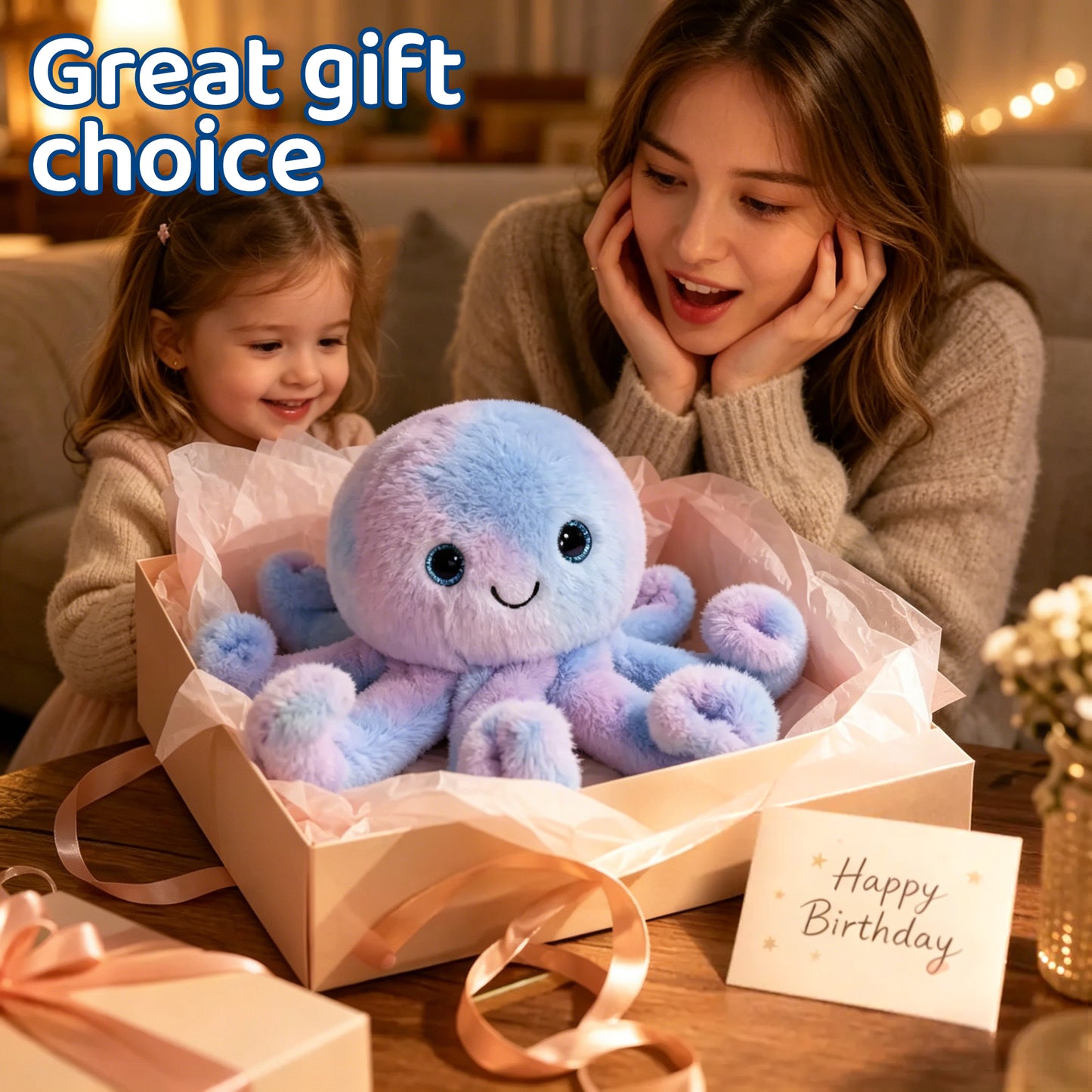 Electric Rotatable Plush Octopus Toy Voice Recording & Singing Stuffed Doll for Kids