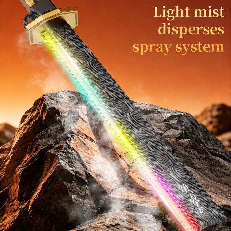 RGB Light Spray Jingpo Knife Toy Rechargeable Fingertip Rotation Decompression Toy Sword Stress Relief Cosplay Prop for Kids & Collectors